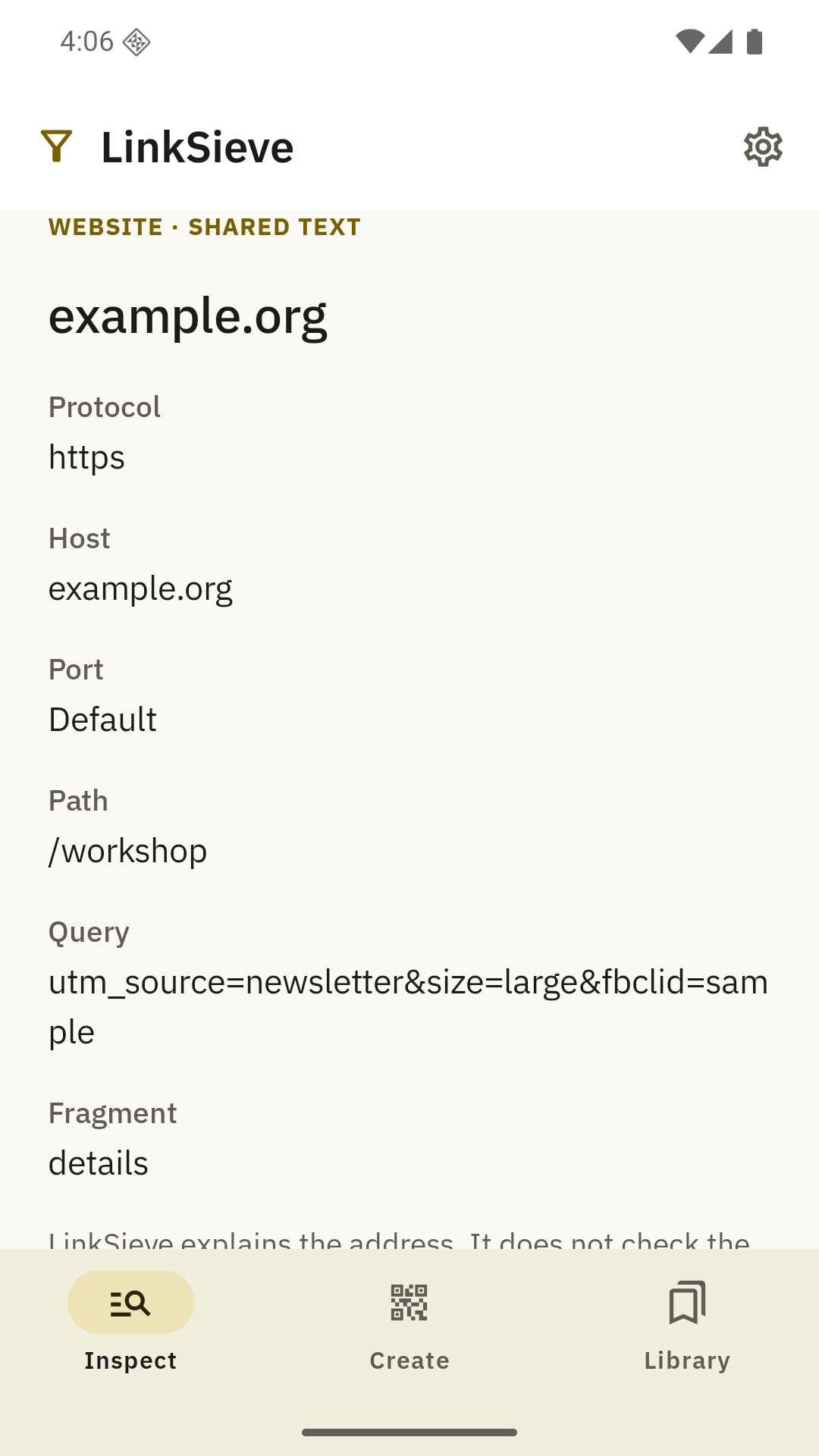 A decoded website with its protocol, host and path explained